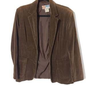 Indie Sleaze Y2K Brown Velvet Blazer Jacket Vintage 11/12 Dark Academia Preppy